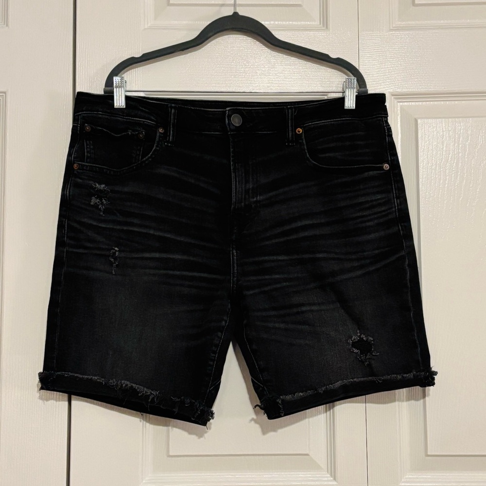 American Eagle Outfitters Distressed Black Denim Shorts